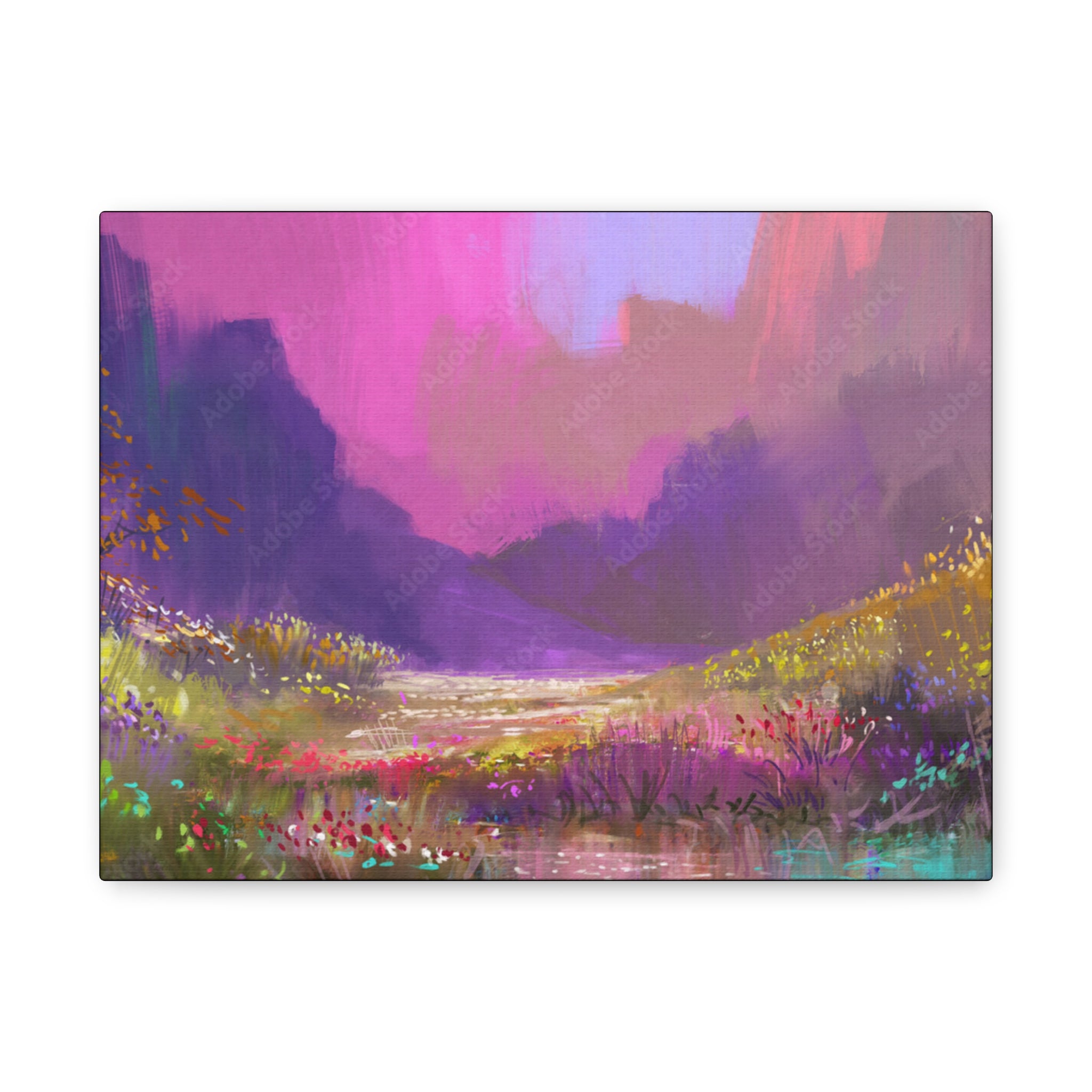 Canvas Pink Purple Meadow Landscape