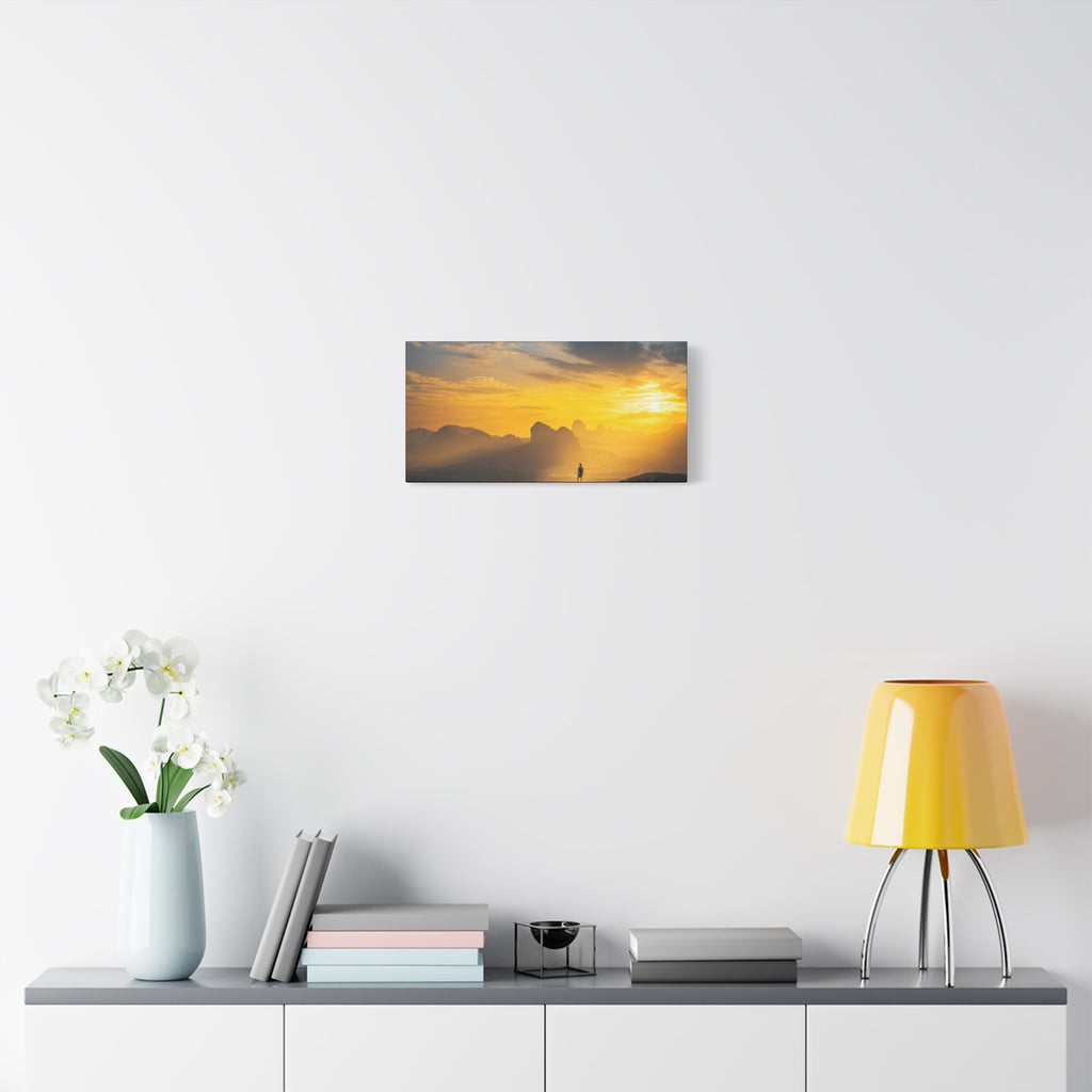 Canvas Solitary Hiker Sunrise Matte