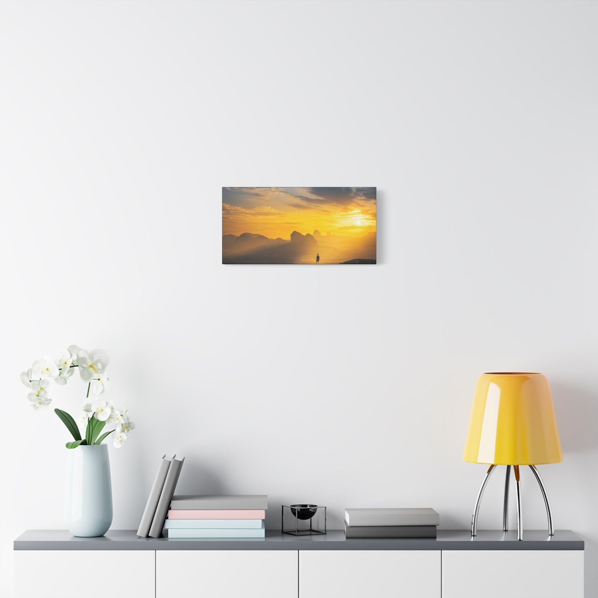 Canvas Solitary Hiker Sunrise Matte
