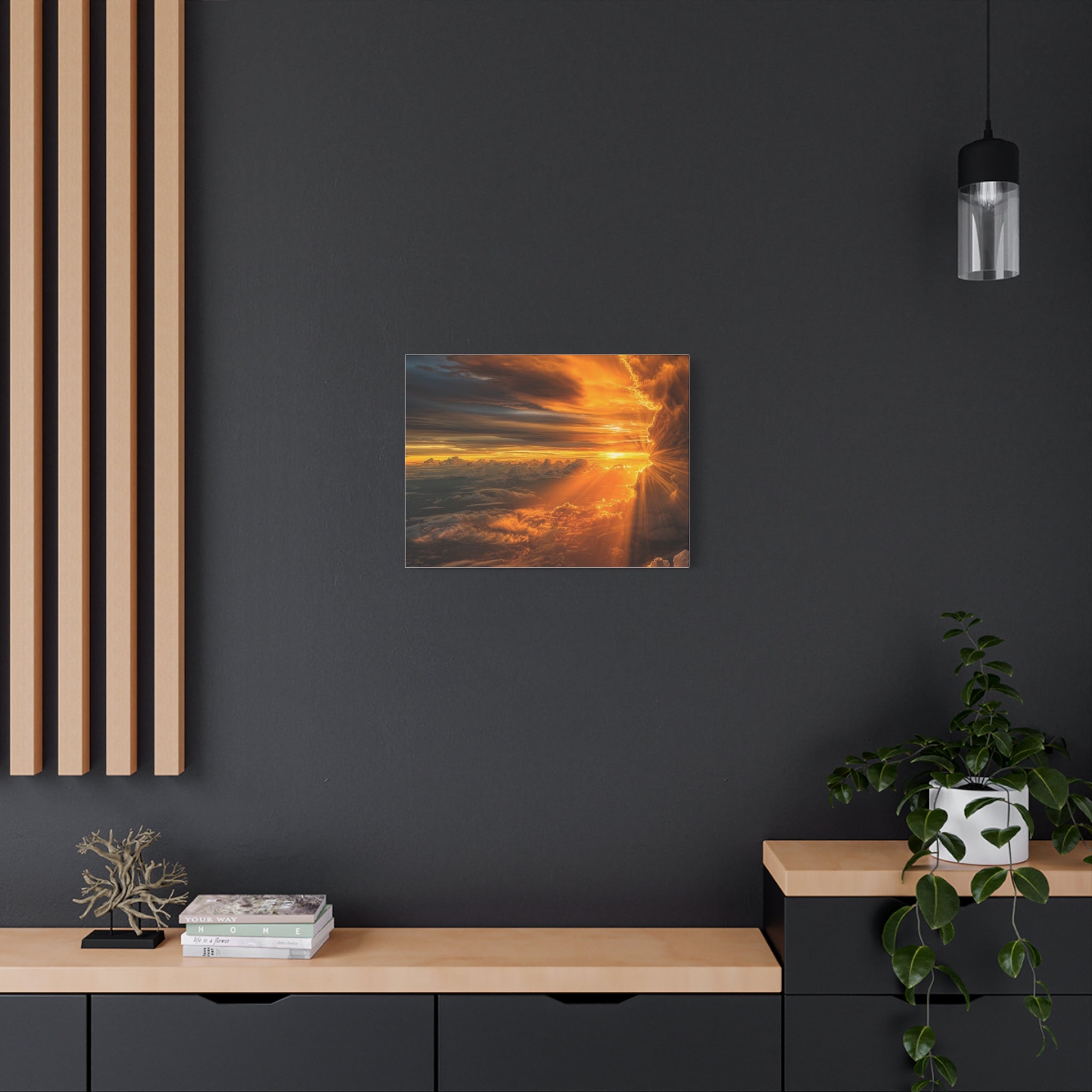 Canvas Golden Sunset Clouds   | Matte Stretched Wall Art
