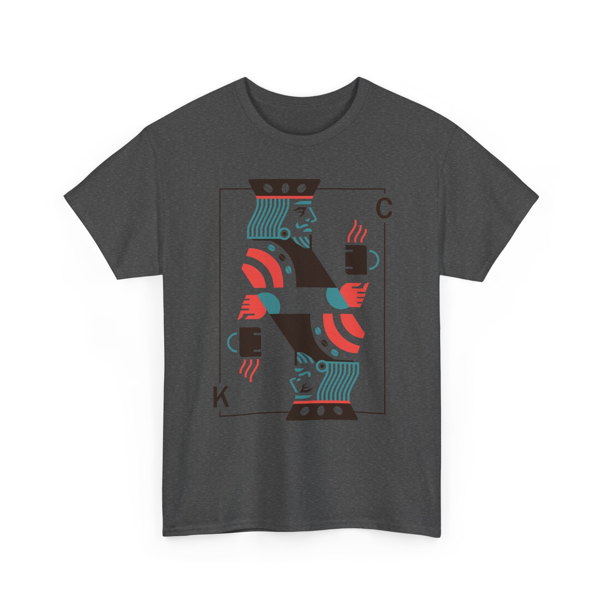 King of Coffee playing card Tee | Minimalist café design, espresso mug illustration
