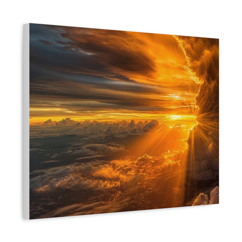 Canvas Golden Sunset Clouds   | Matte Stretched Wall Art