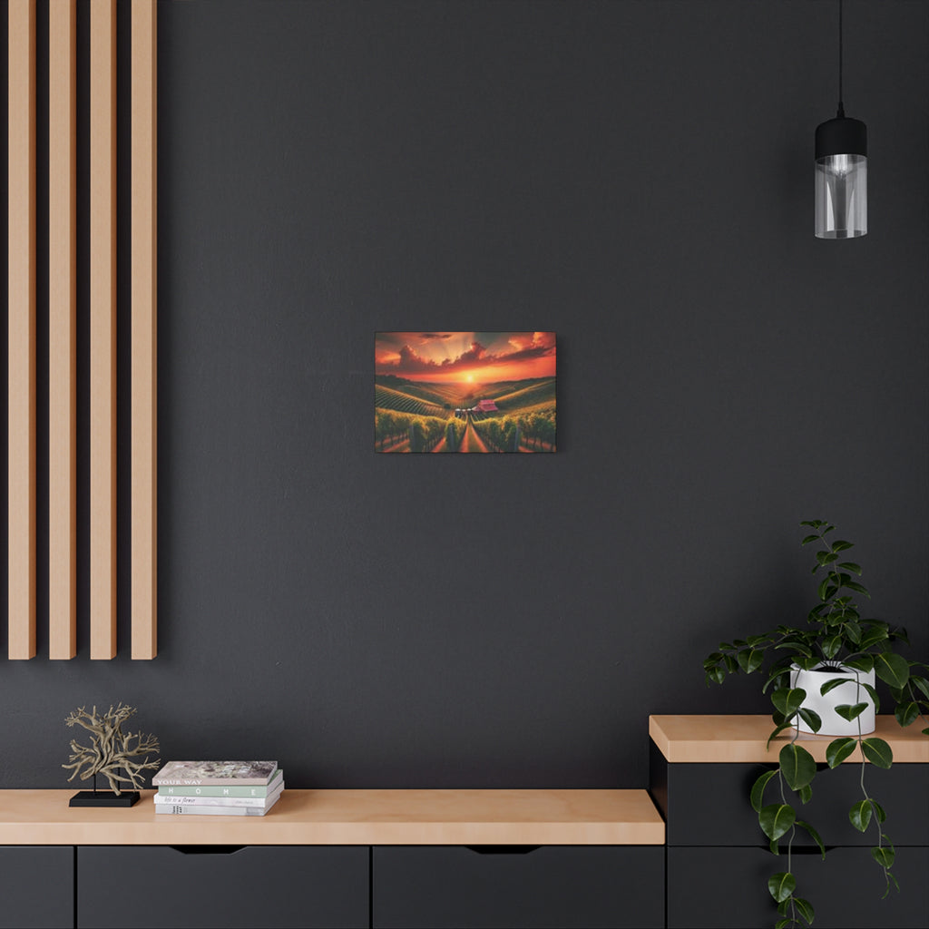 Canvas Sunset Vineyard Landscape Matte