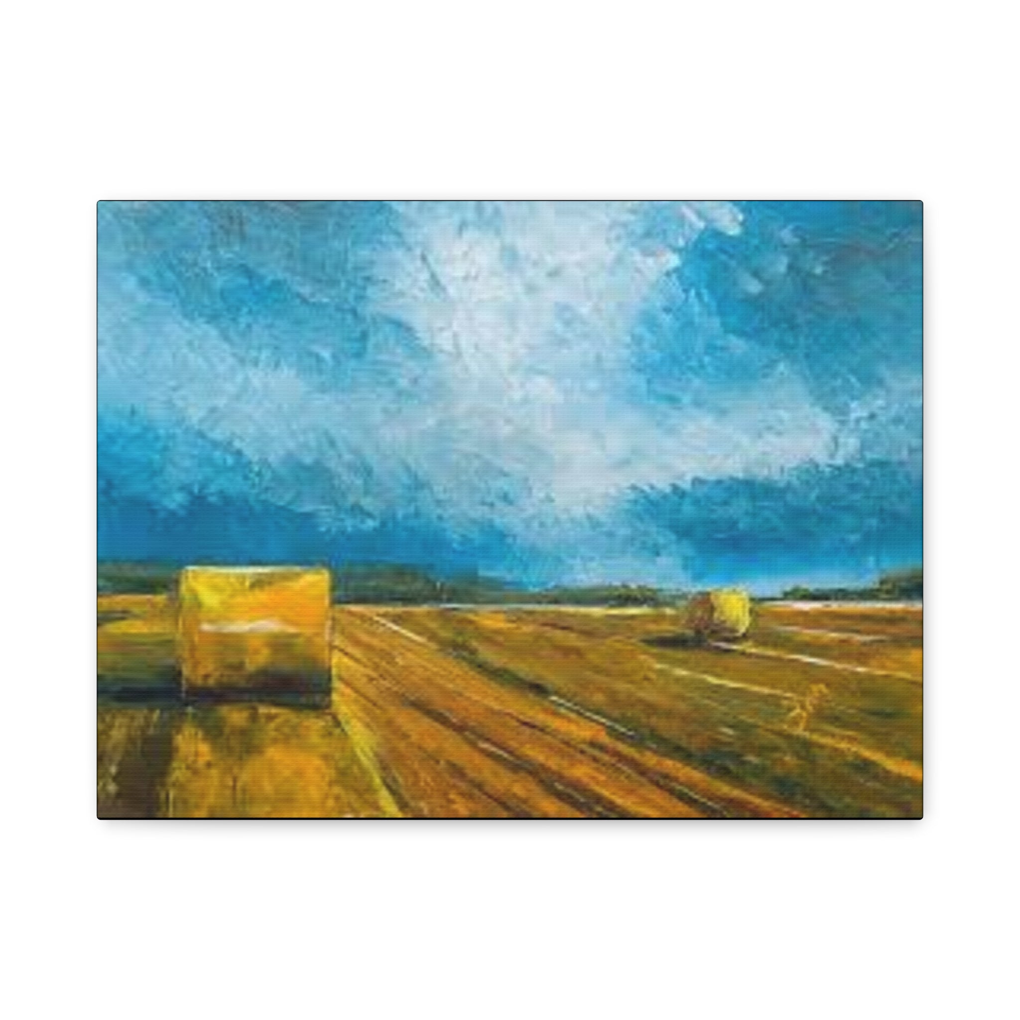 Canvas Hay Bales Landscape Matte Stretched 1.25" | Farm Field Wall Art