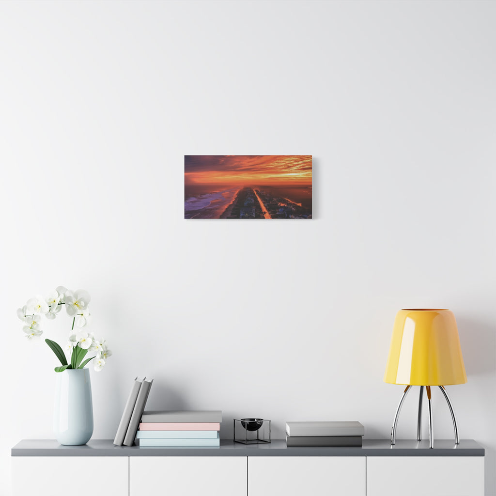 Sunset Over Coastal Town Canvas | Matte Stretched Wall Art