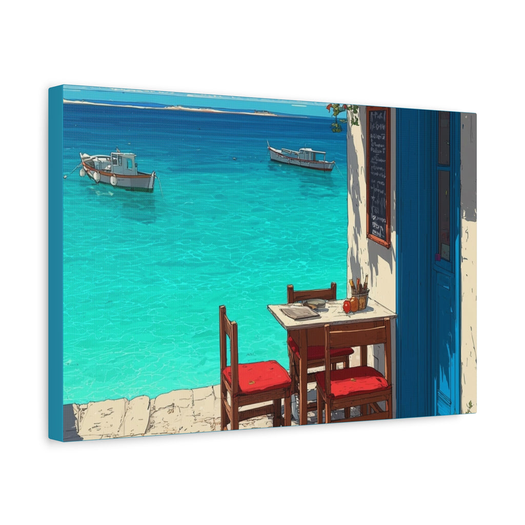 Mediterranean Seaside Cafe  Canvas
