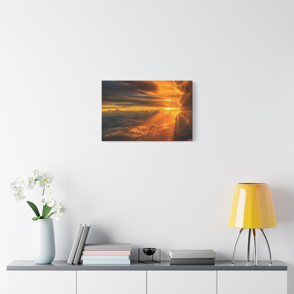 Canvas Golden Sunset Clouds   | Matte Stretched Wall Art