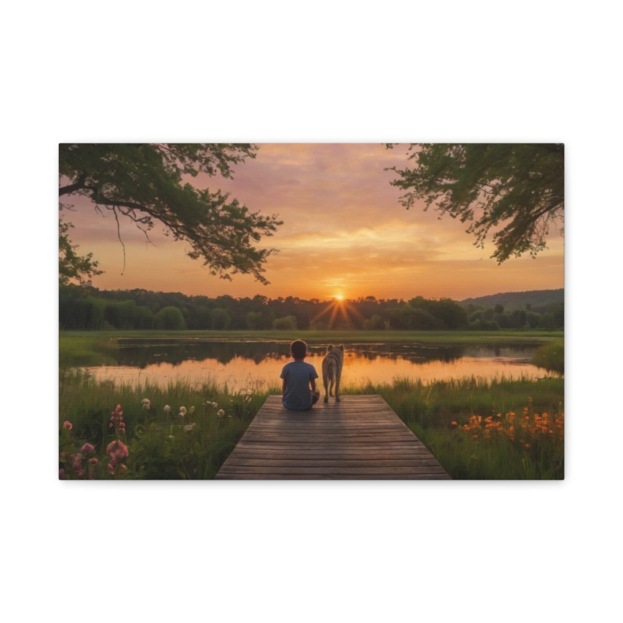 Canvas Sunset Friendship  | Matte Stretched Wall Art