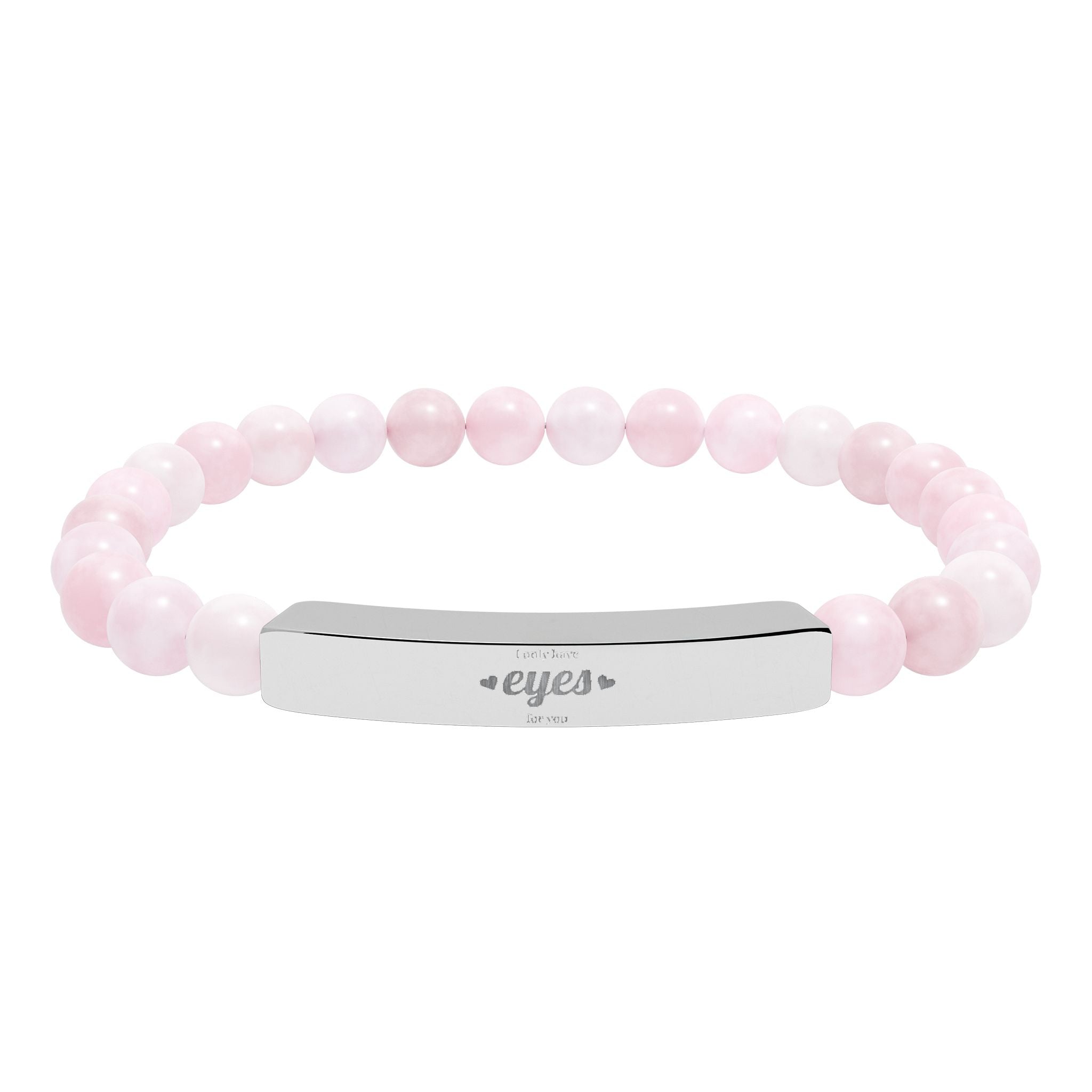 Engraved Natural Stone Stretch Bar Bracelet | Beaded Gemstone ID Bracelet