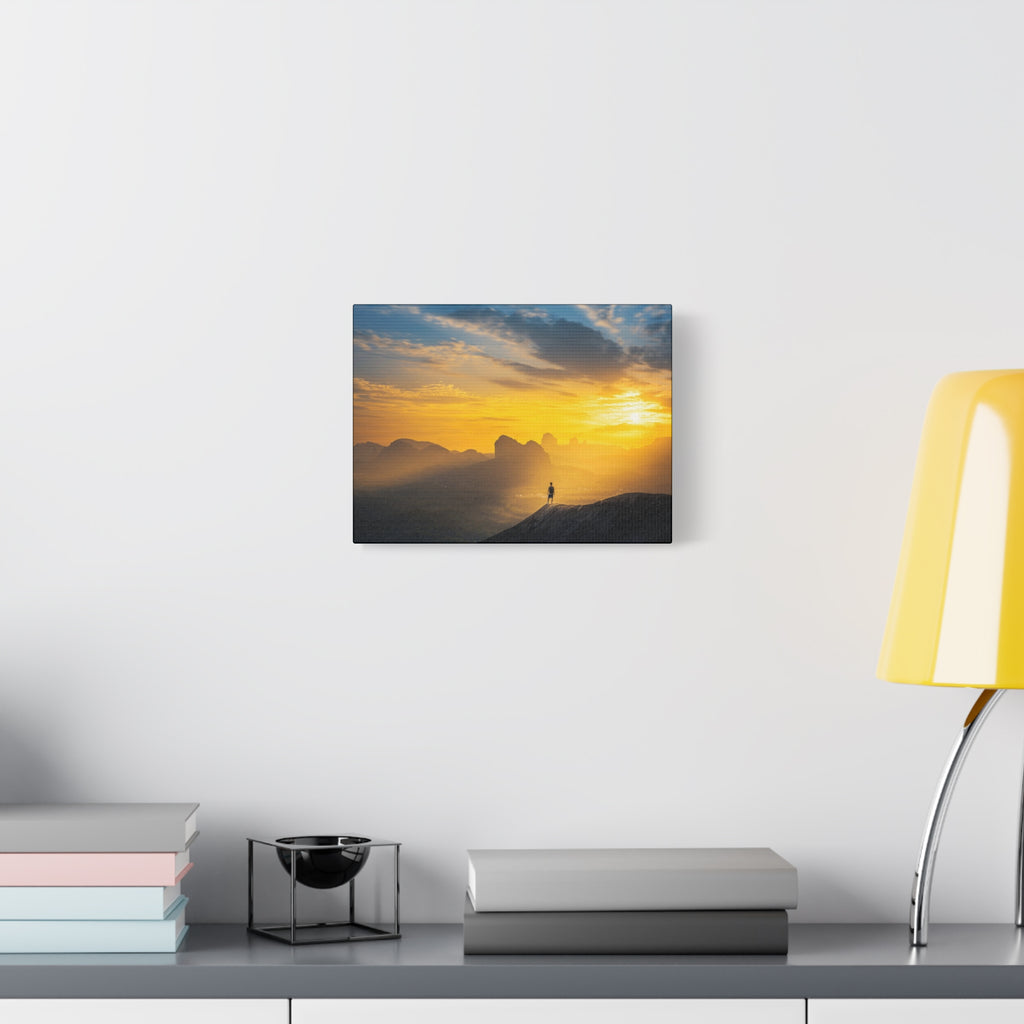 Canvas Solitary Hiker Sunrise Matte
