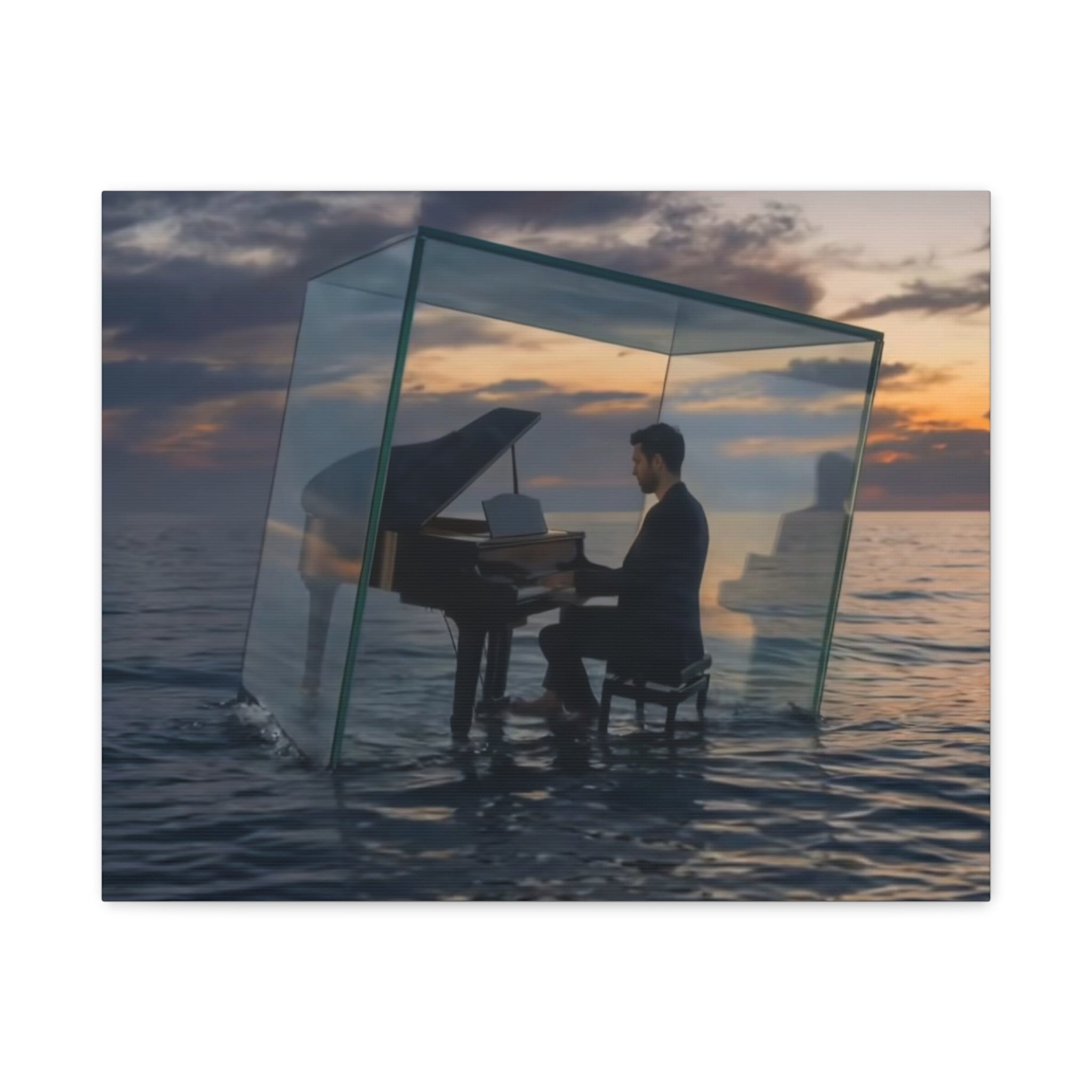 Piano in Glass Cube Canvas