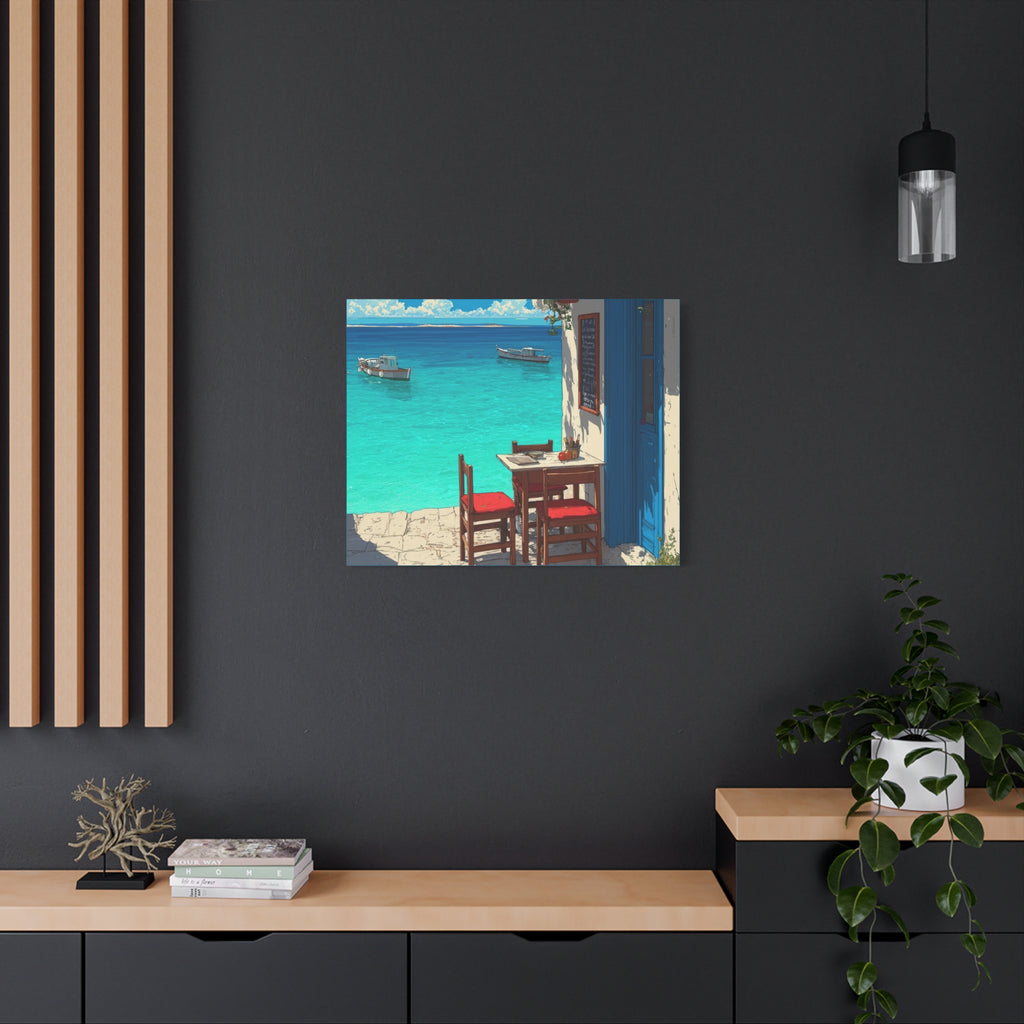Mediterranean Seaside Cafe  Canvas