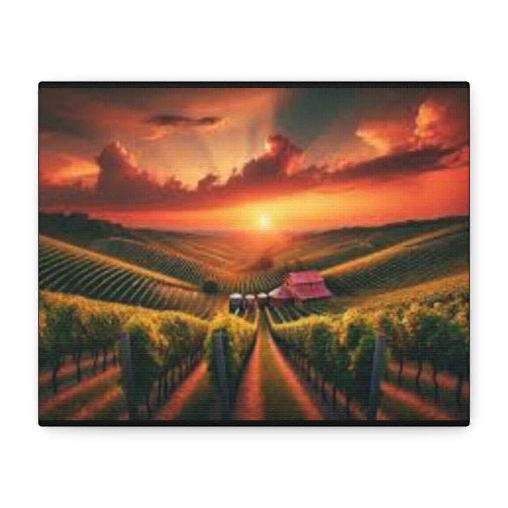 Canvas Sunset Vineyard Landscape Matte