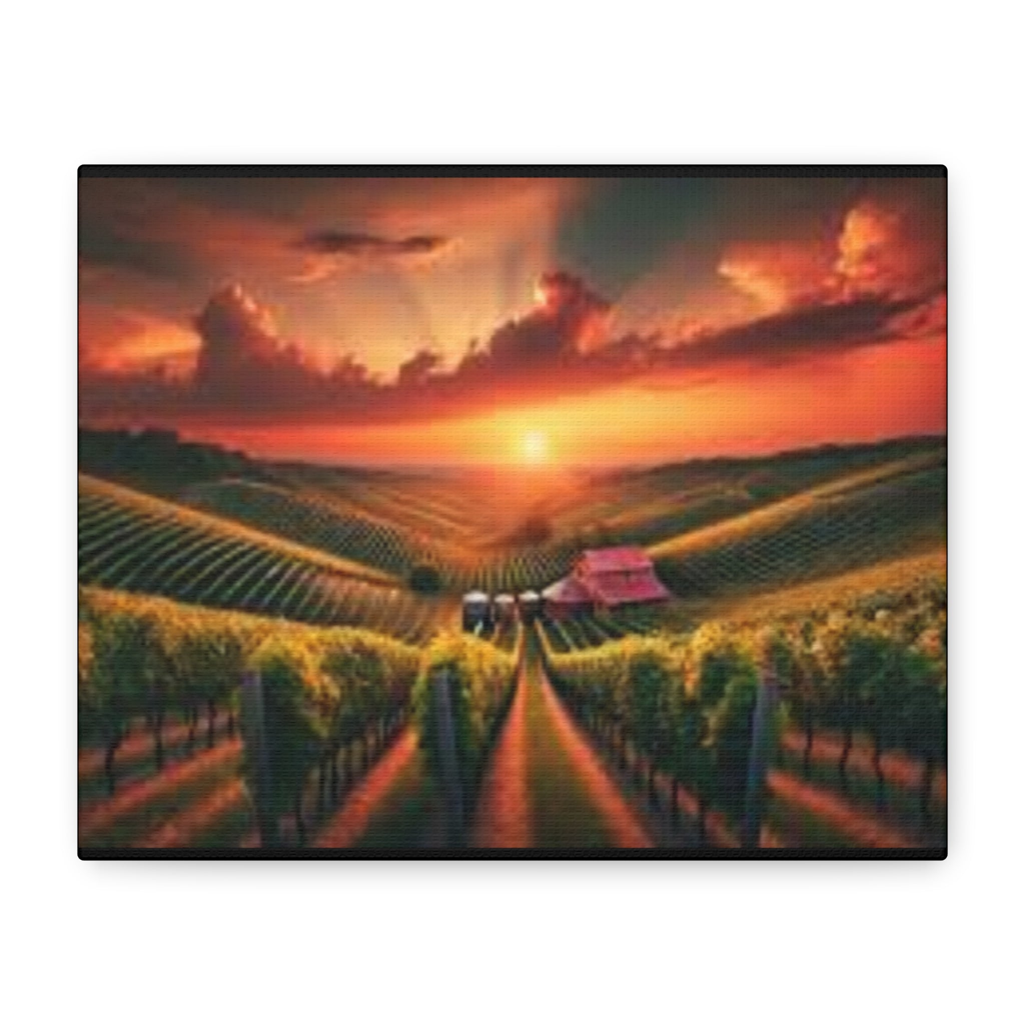 Canvas Sunset Vineyard Landscape Matte