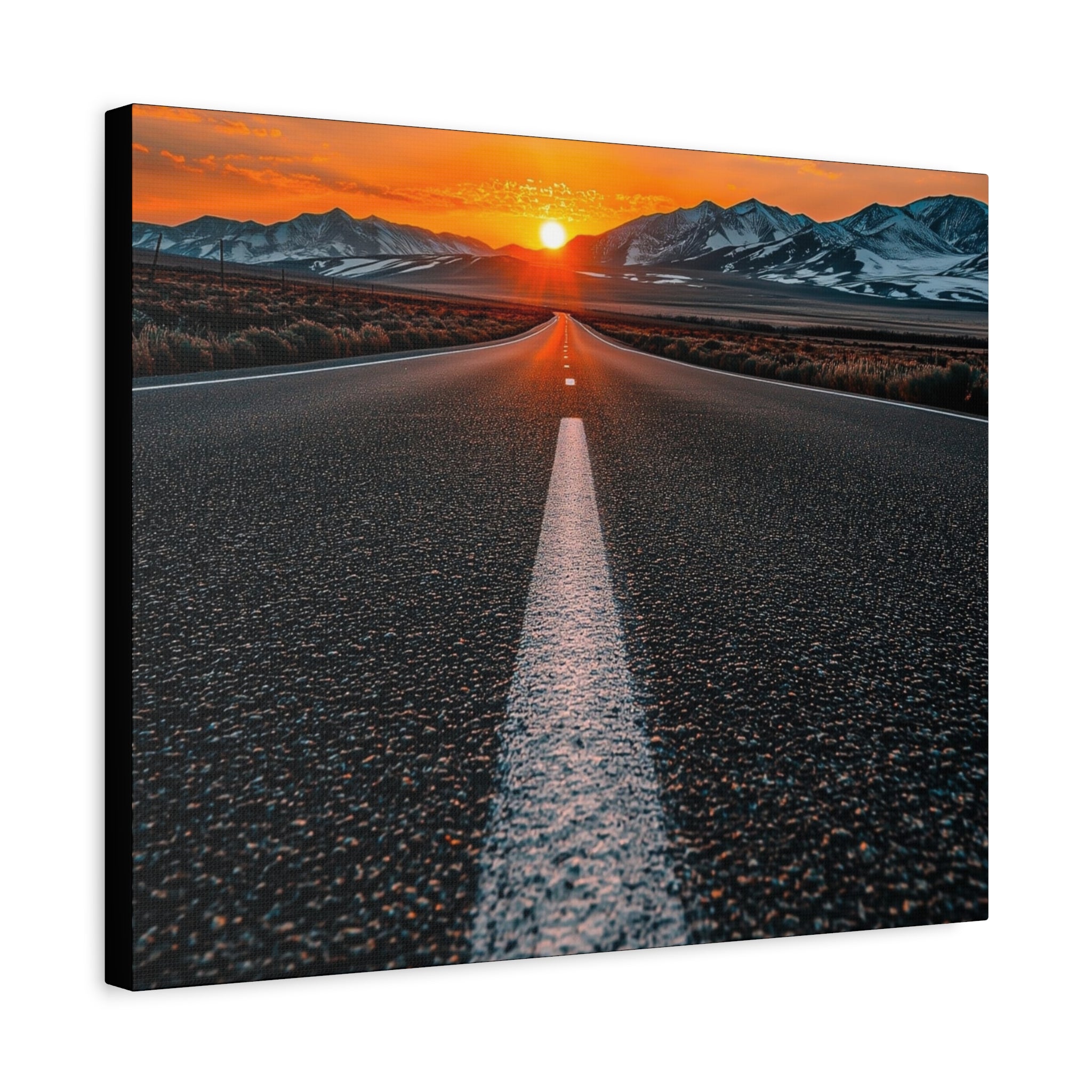 Sunset Open Road Canvas | Stretched Matte Wall Art