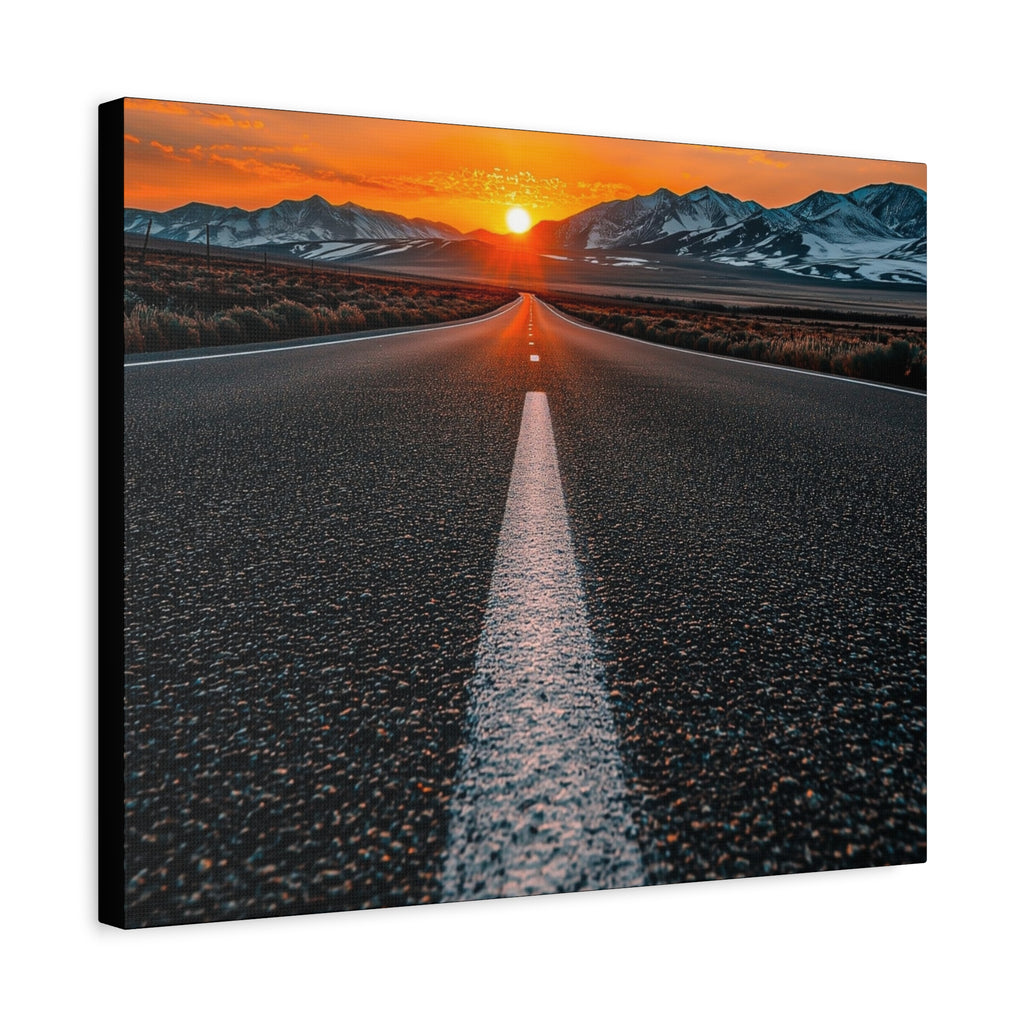 Sunset Open Road Canvas | Stretched Matte Wall Art