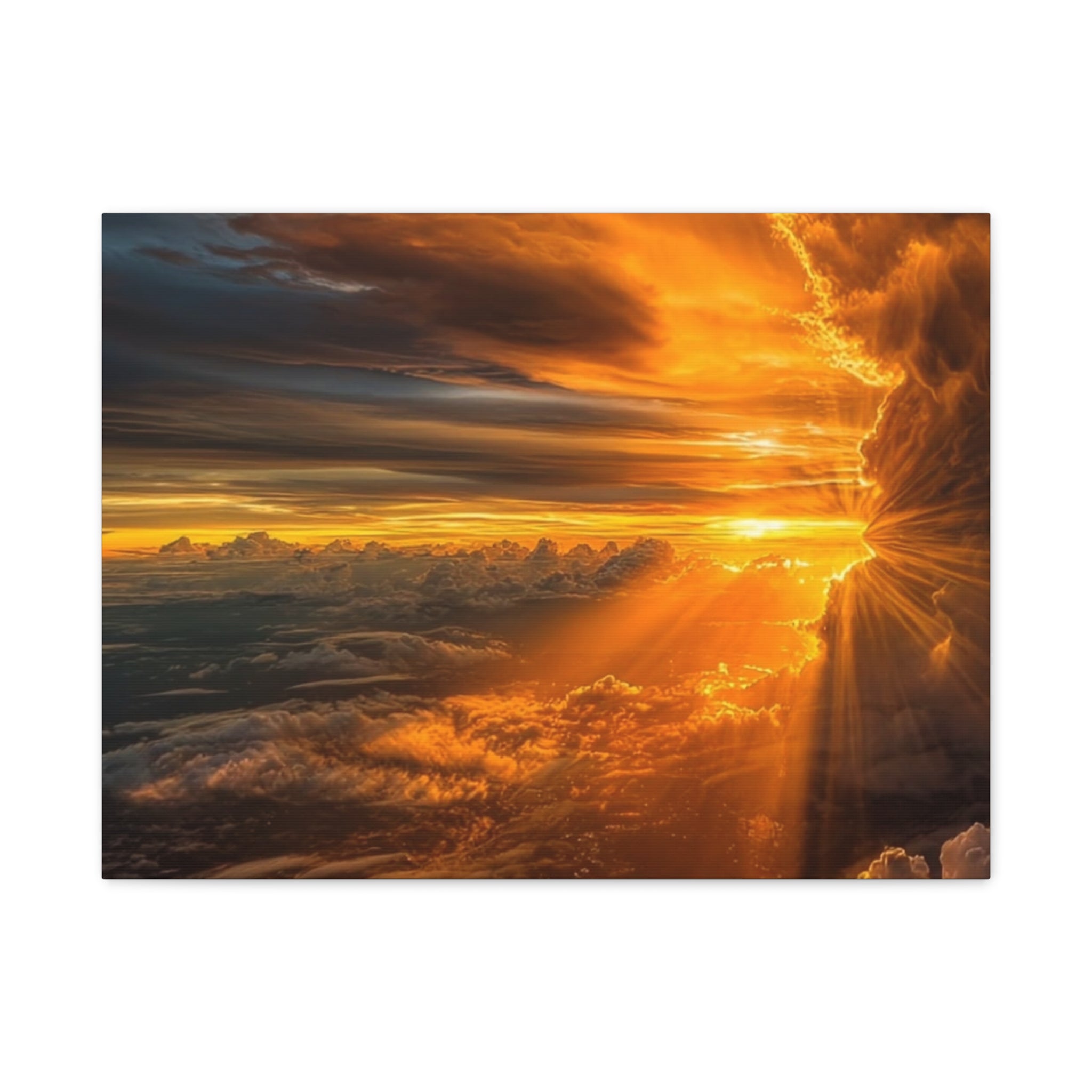 Canvas Golden Sunset Clouds   | Matte Stretched Wall Art