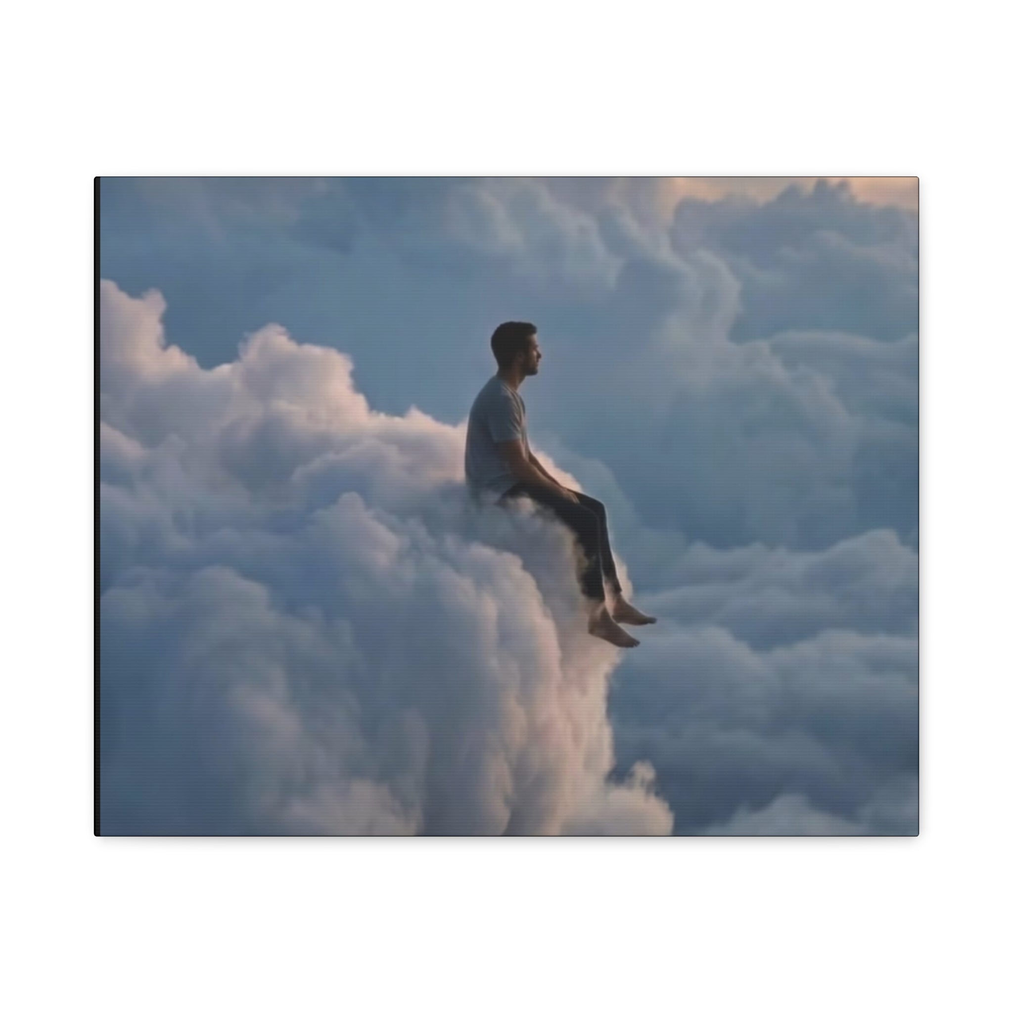 Canvas Man Sitting on Cloud Matte