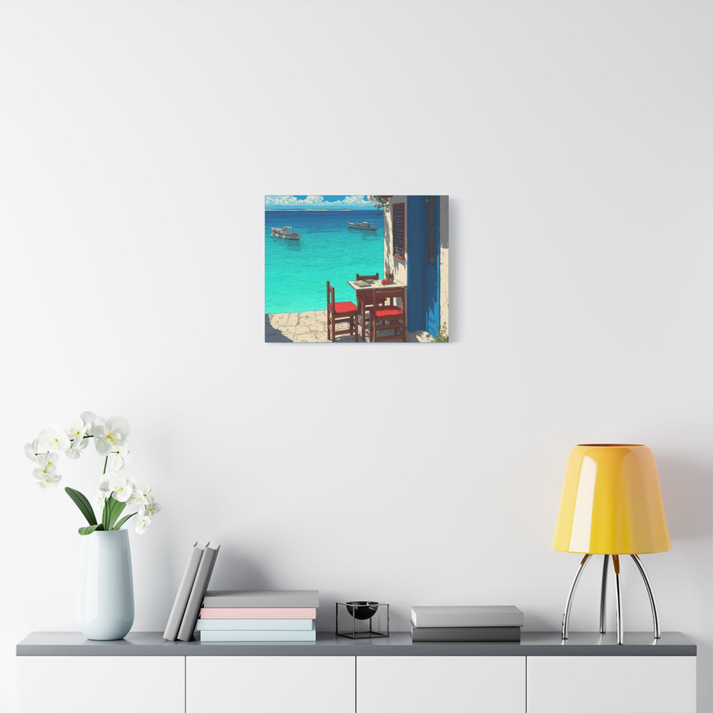 Mediterranean Seaside Cafe  Canvas