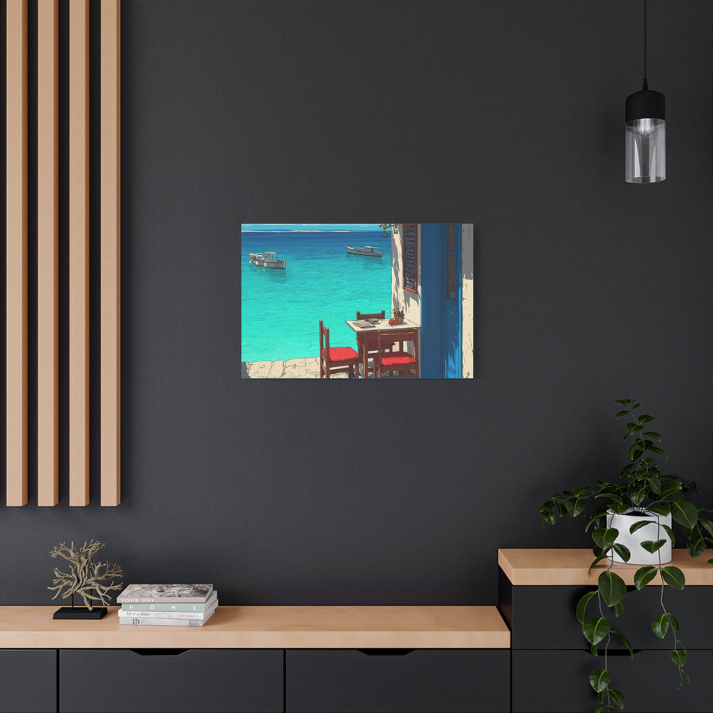 Mediterranean Seaside Cafe  Canvas