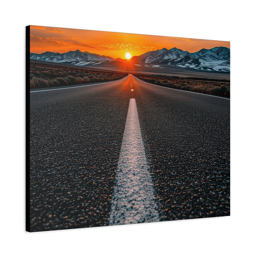 Sunset Open Road Canvas | Stretched Matte Wall Art