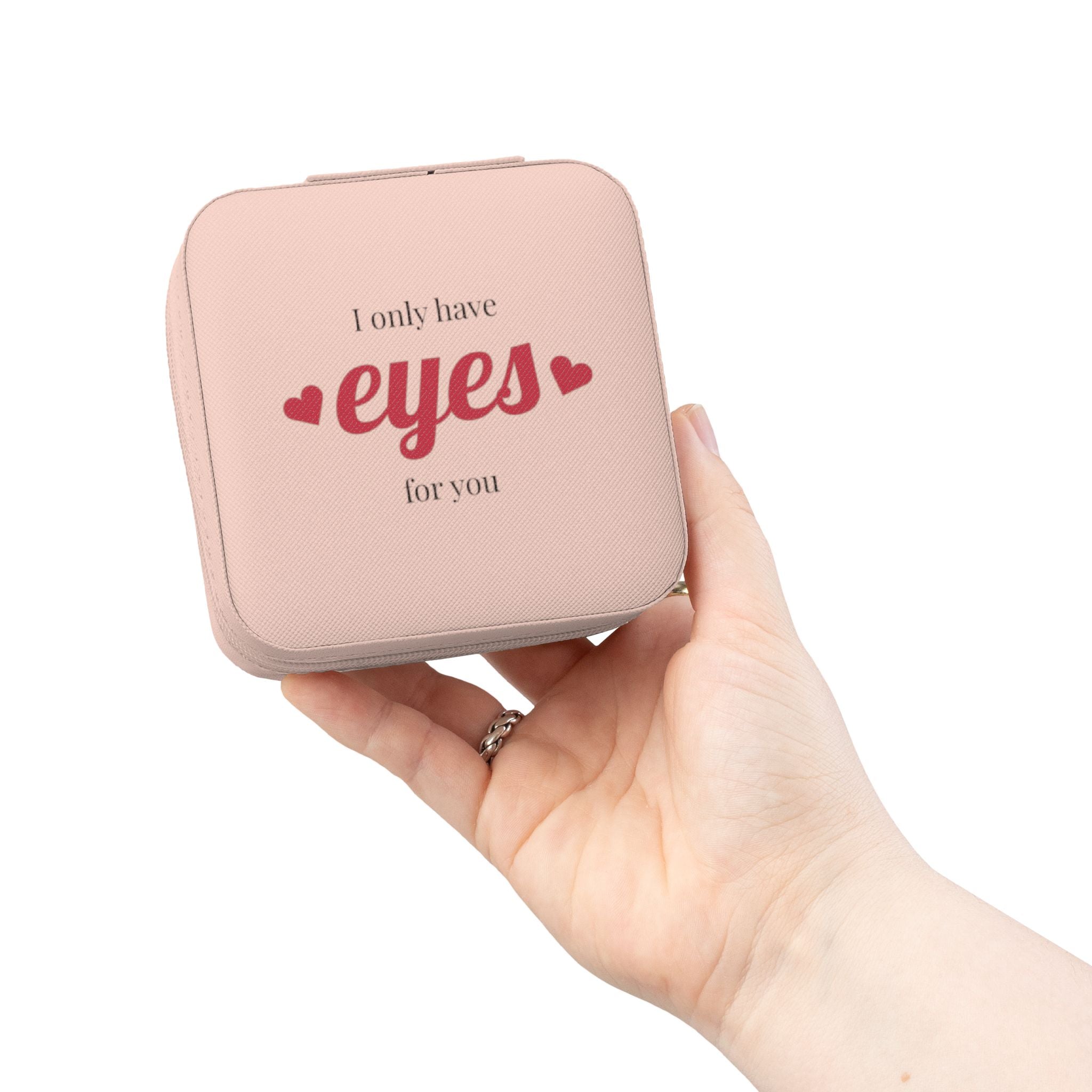 Jewelry Travel Case I only have eyes for you   | Compact Pink Travel Jewelry Box
