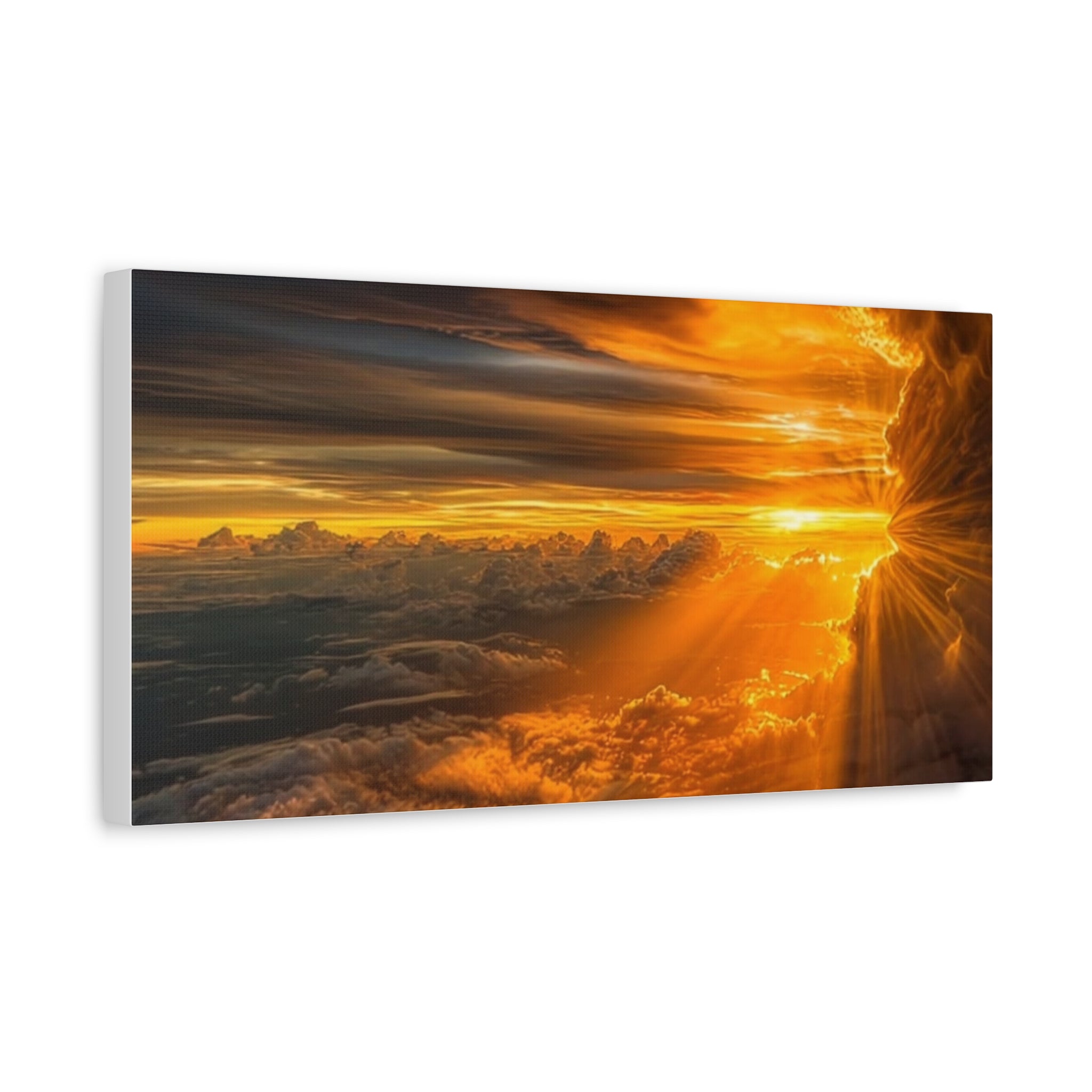 Canvas Golden Sunset Clouds   | Matte Stretched Wall Art