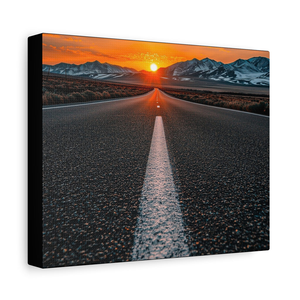 Sunset Open Road Canvas | Stretched Matte Wall Art