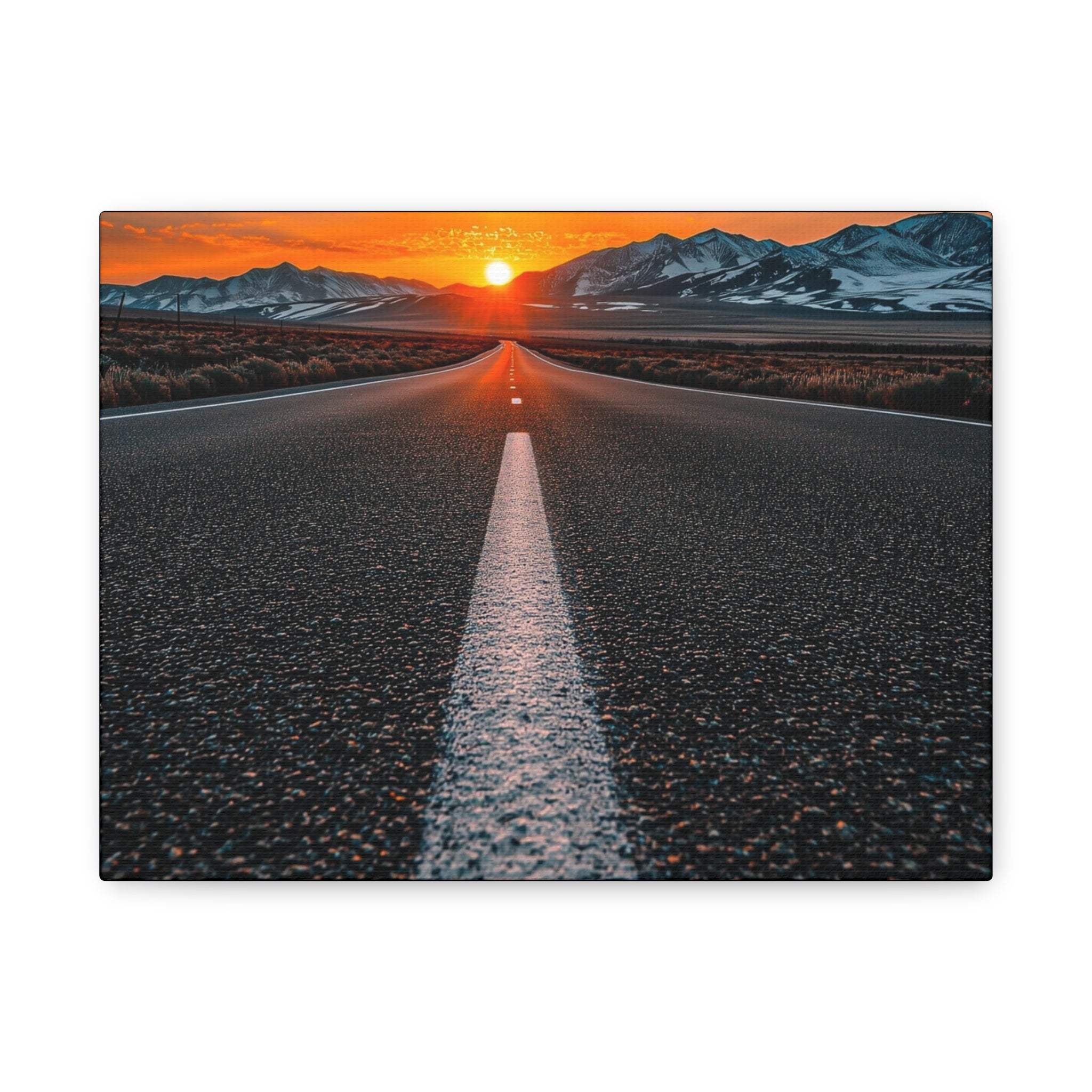 Sunset Open Road Canvas | Stretched Matte Wall Art
