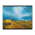 Canvas Hay Bales Landscape Matte Stretched 1.25" | Farm Field Wall Art