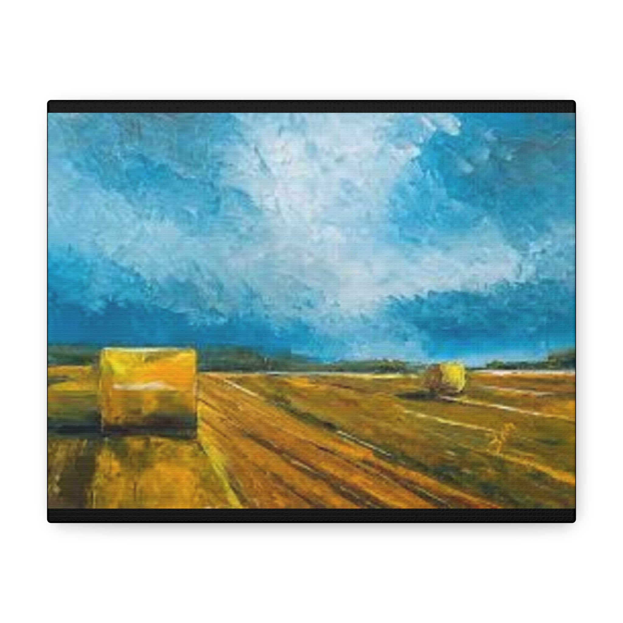 Canvas Hay Bales Landscape Matte Stretched 1.25" | Farm Field Wall Art
