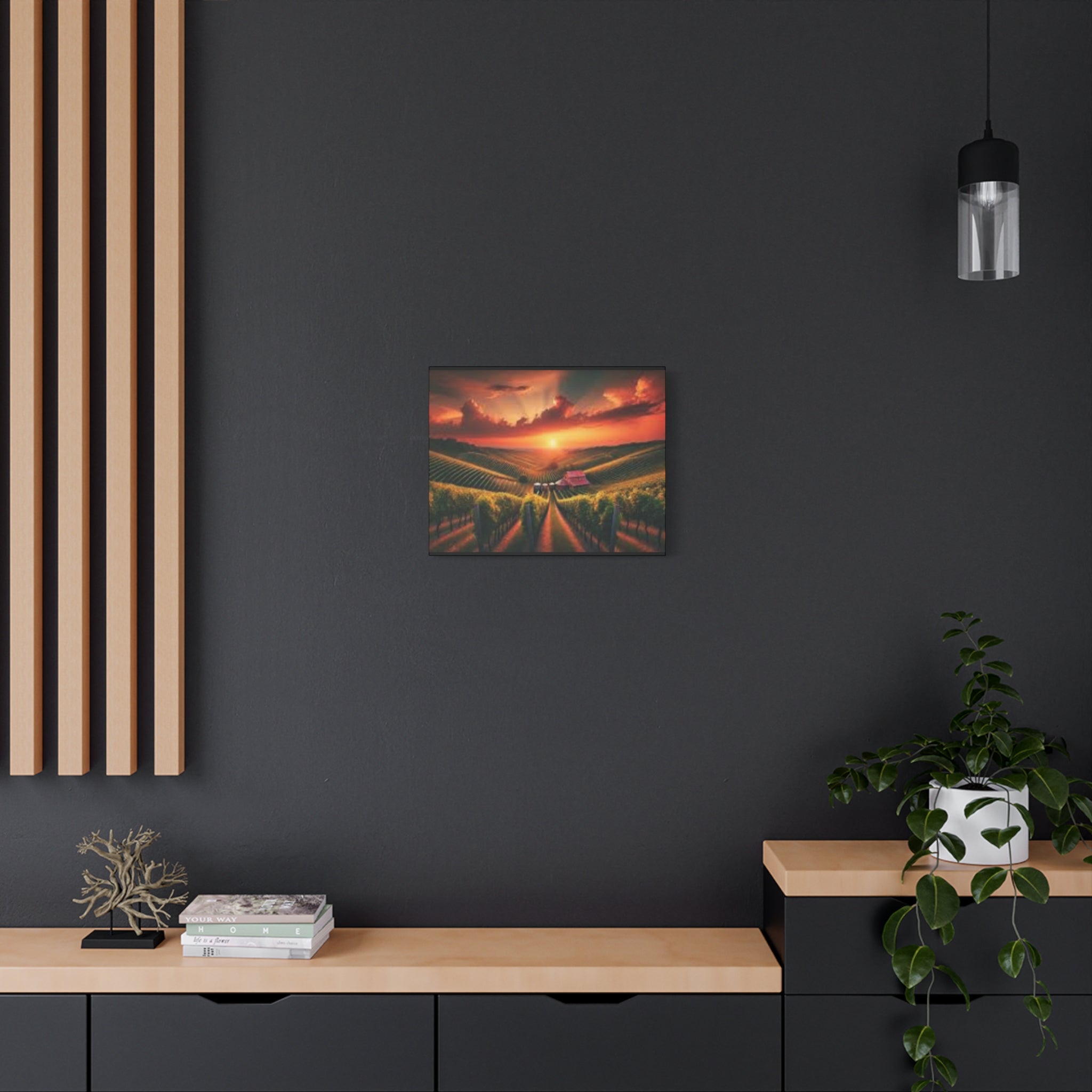 Canvas Sunset Vineyard Landscape Matte