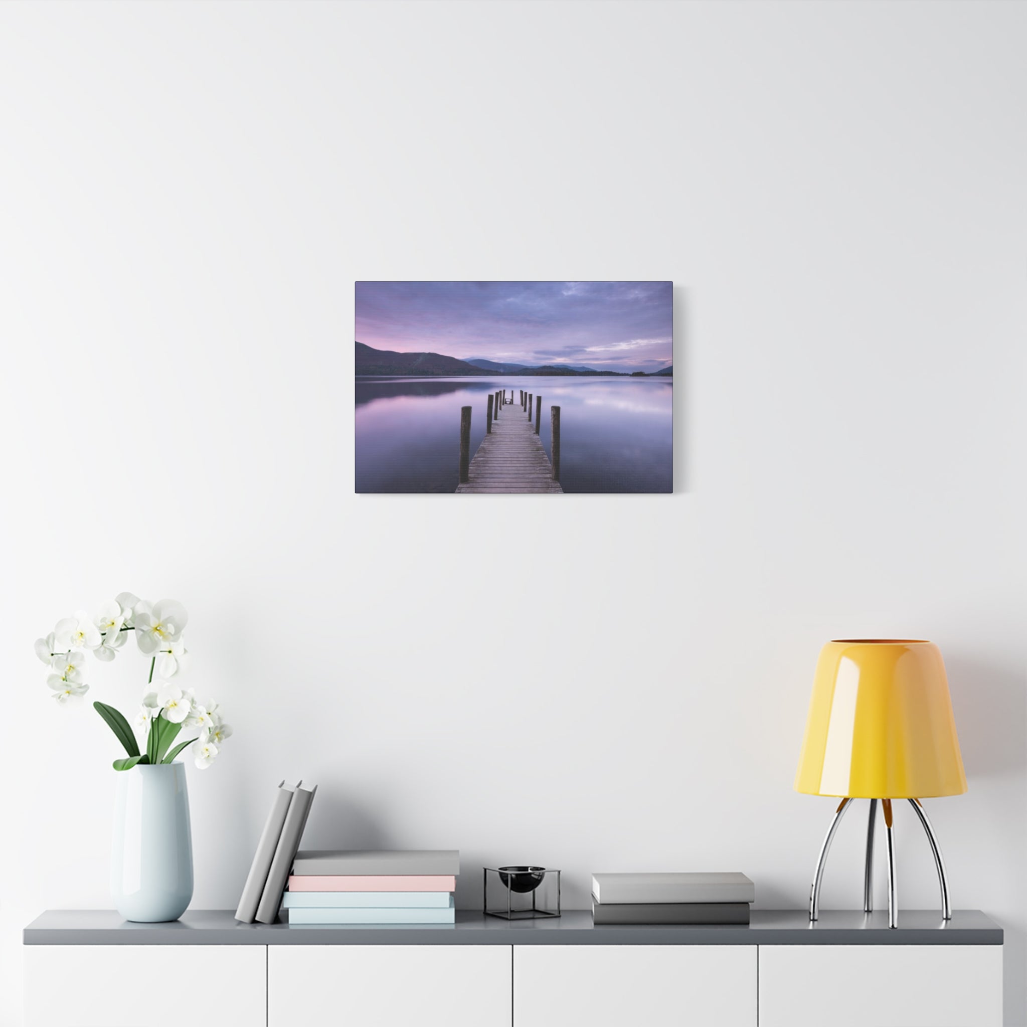 Canvas Lake Dock at Dusk Matte