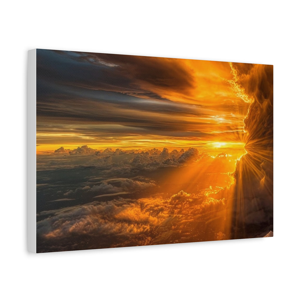 Canvas Golden Sunset Clouds   | Matte Stretched Wall Art