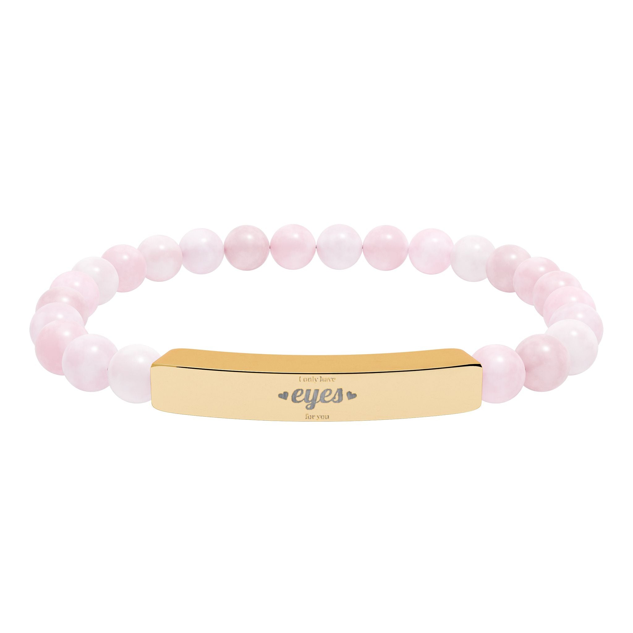 Engraved Natural Stone Stretch Bar Bracelet | Beaded Gemstone ID Bracelet