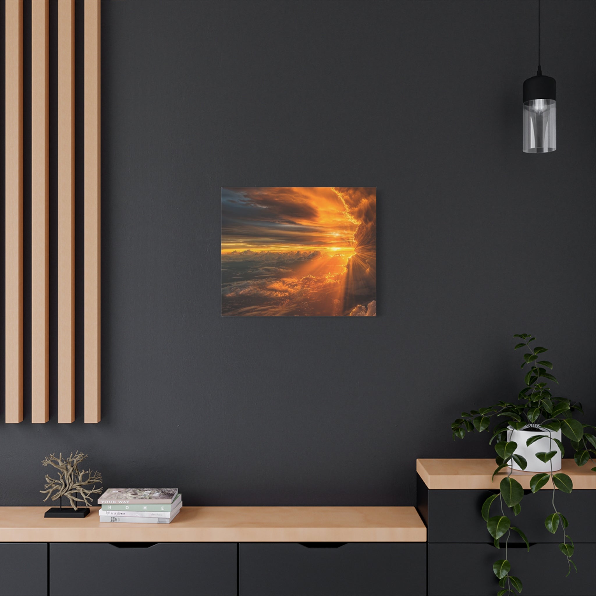 Canvas Golden Sunset Clouds   | Matte Stretched Wall Art