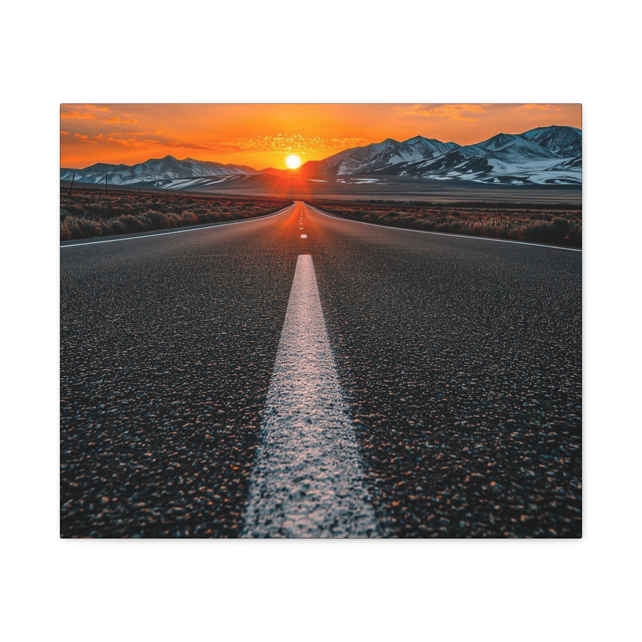 Sunset Open Road Canvas | Stretched Matte Wall Art