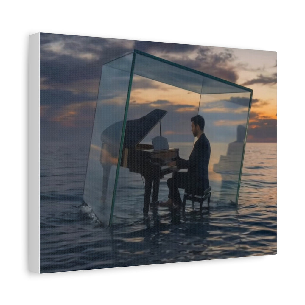 Piano in Glass Cube Canvas
