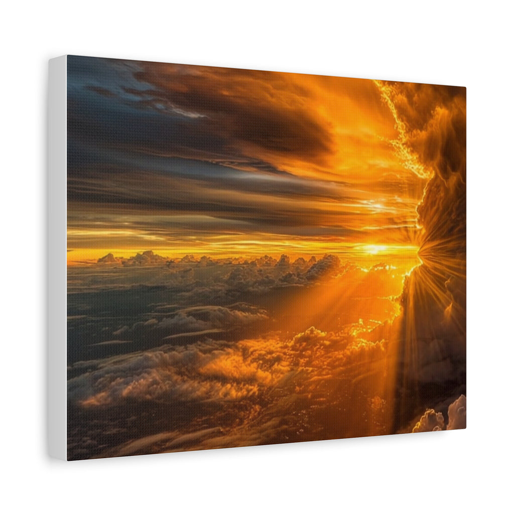 Canvas Golden Sunset Clouds   | Matte Stretched Wall Art