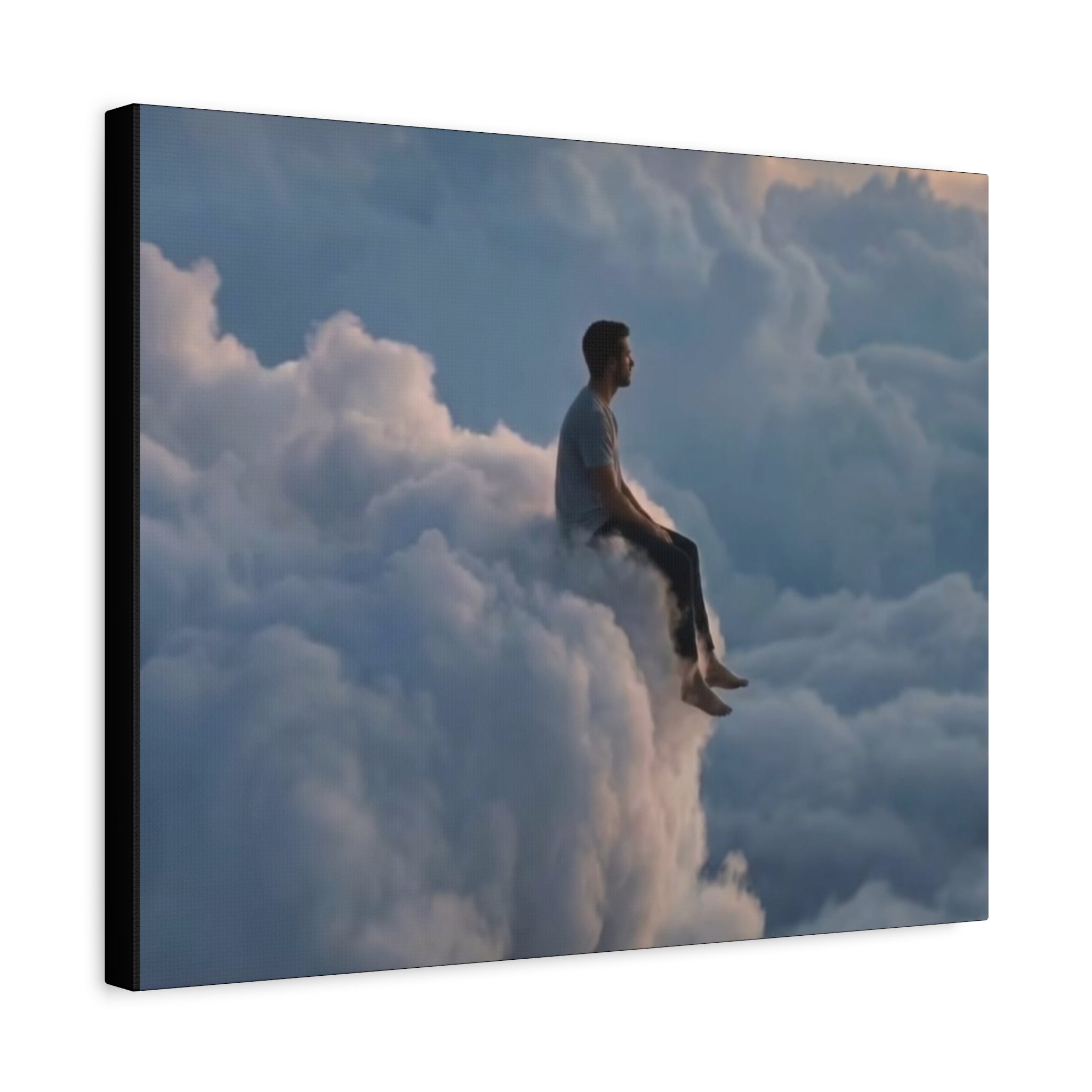 Canvas Man Sitting on Cloud Matte