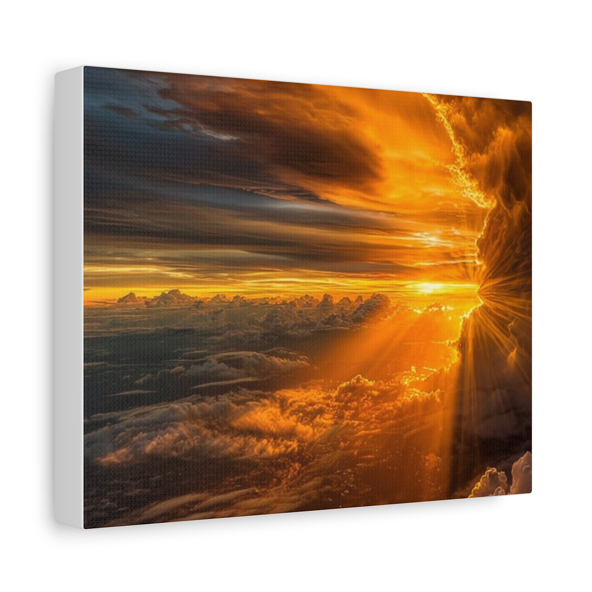 Canvas Golden Sunset Clouds   | Matte Stretched Wall Art