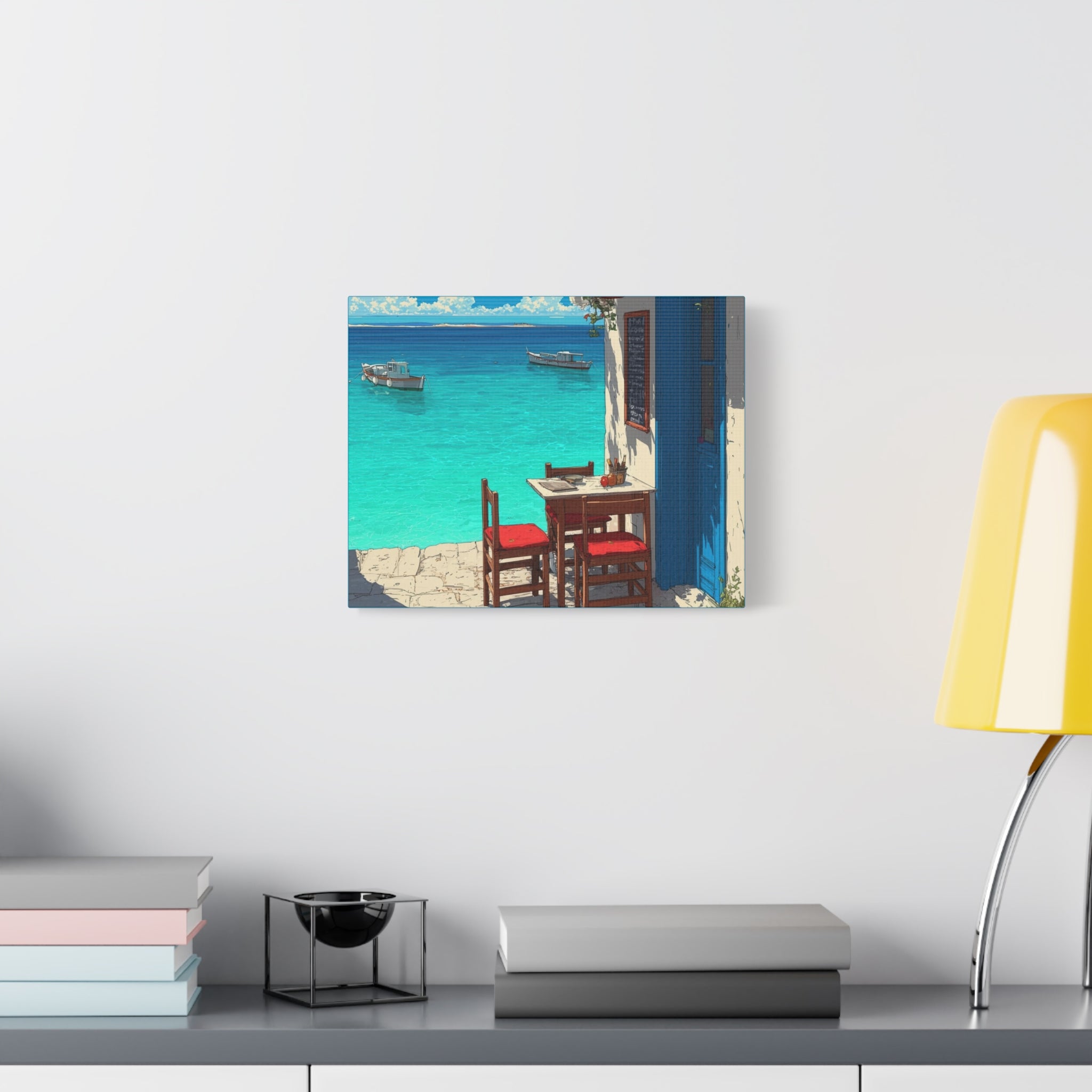 Mediterranean Seaside Cafe  Canvas