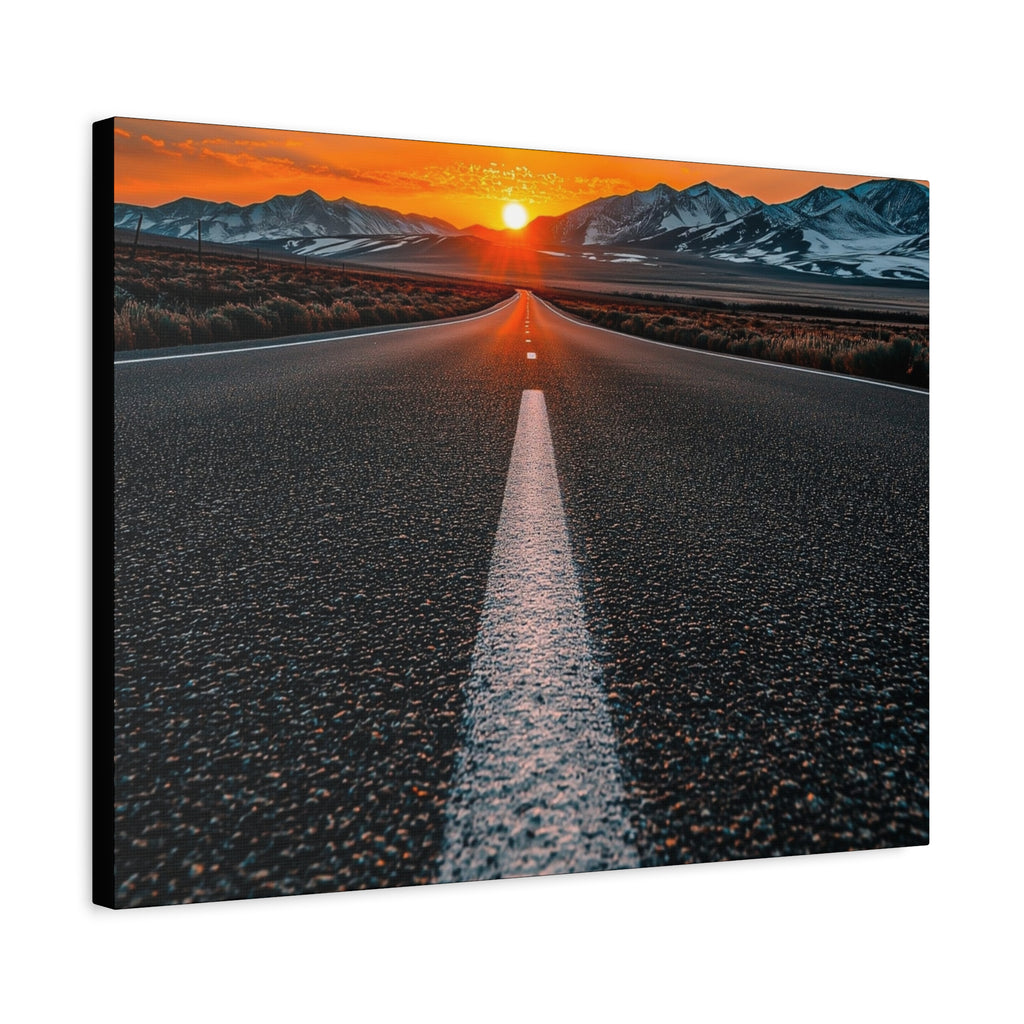 Sunset Open Road Canvas | Stretched Matte Wall Art