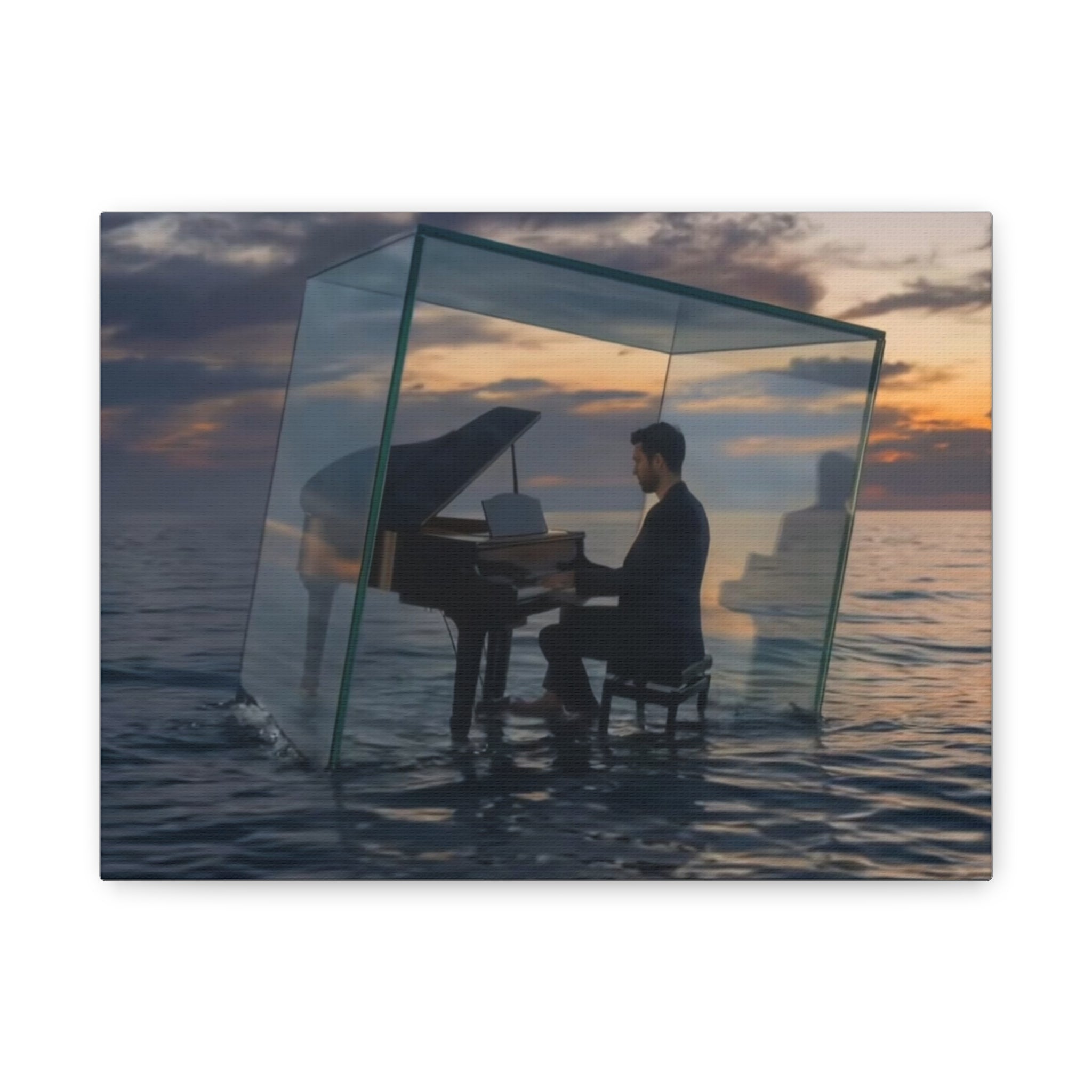 Piano in Glass Cube Canvas