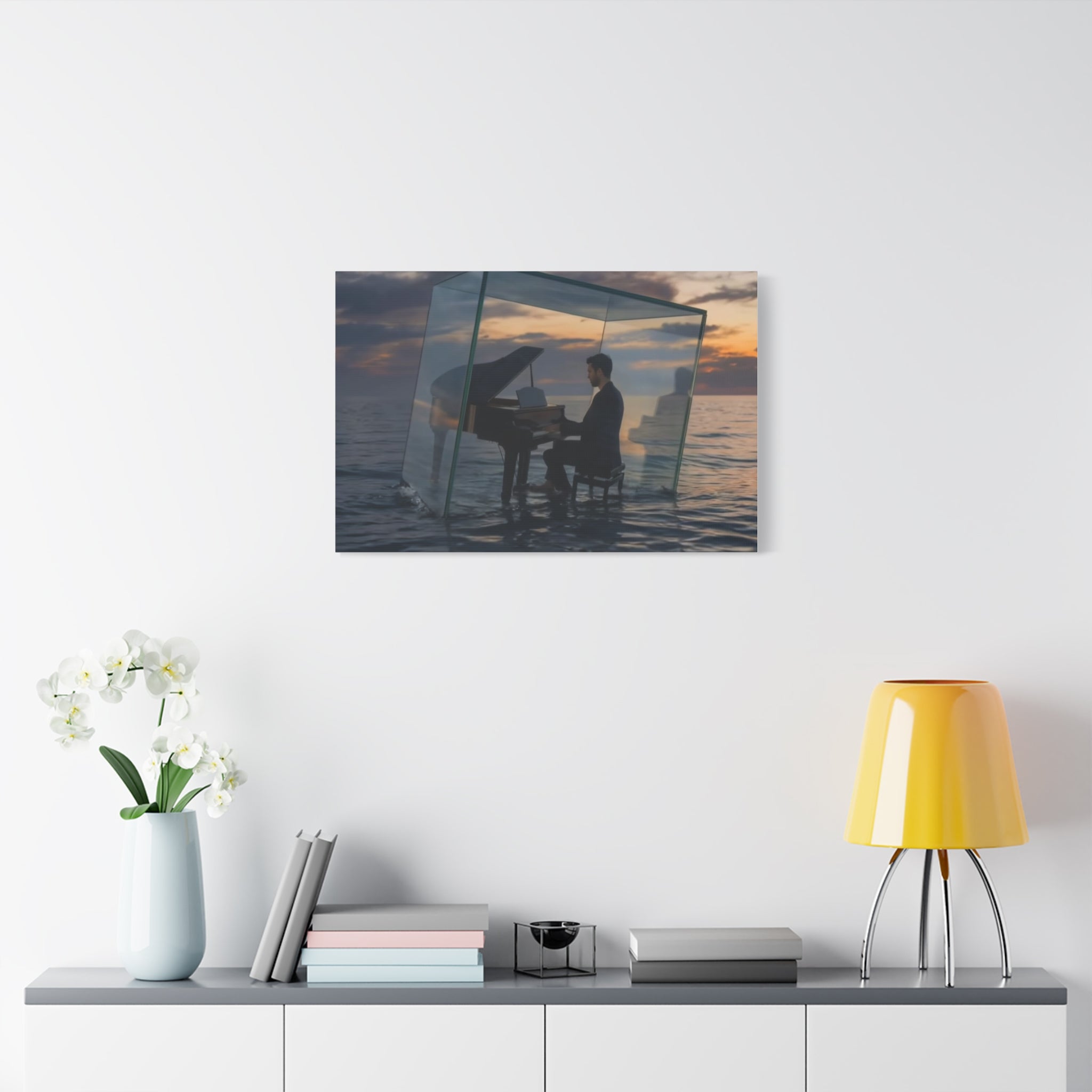 Piano in Glass Cube Canvas