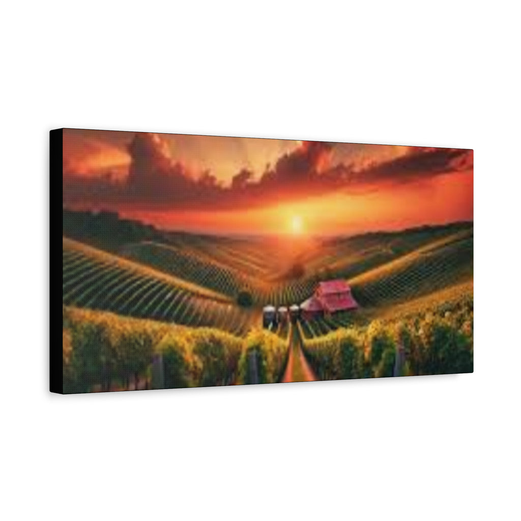 Canvas Sunset Vineyard Landscape Matte