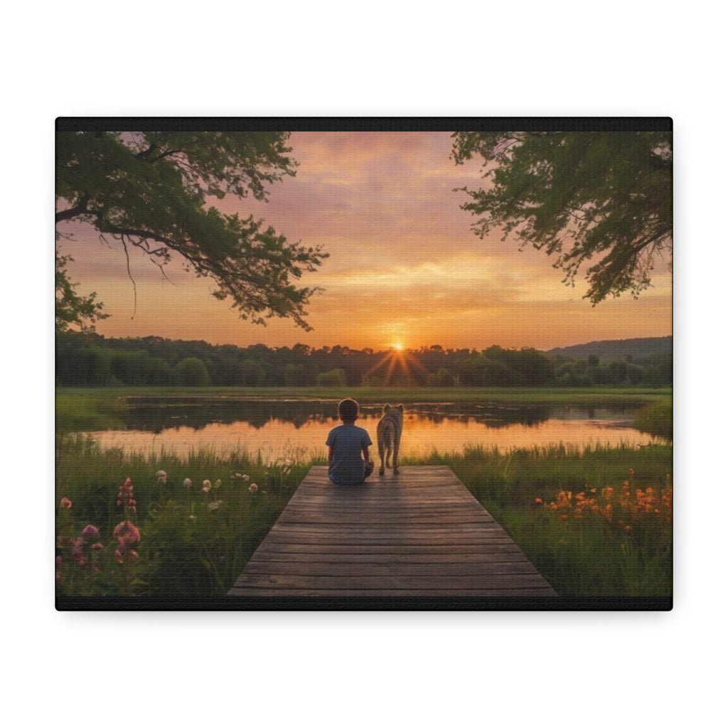 Canvas Sunset Friendship  | Matte Stretched Wall Art
