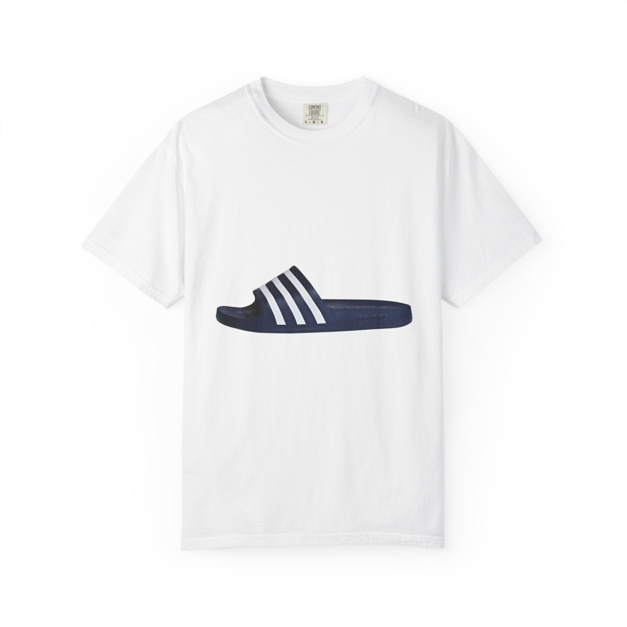 Striped Slide Sandal graphic T-Shirt | Minimal Slipper Illustration