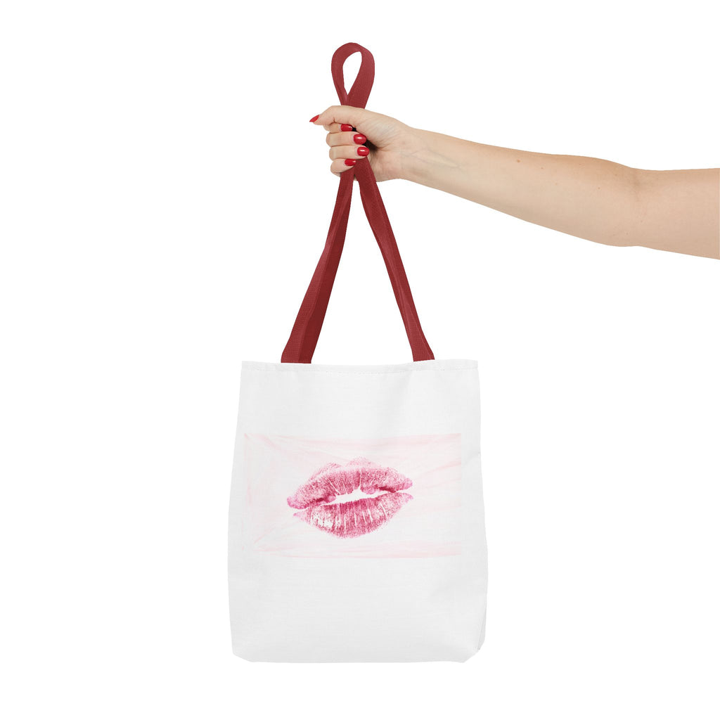 Pink Lipstick Kiss Tote Bag | Lip Print, Makeup Accessory