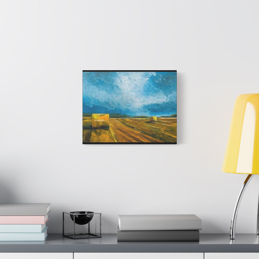Canvas Hay Bales Landscape Matte Stretched 1.25" | Farm Field Wall Art